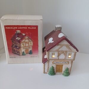 Vintage Christmas‎ Porcelain Lighted Village General Store 6x5x4" CIB